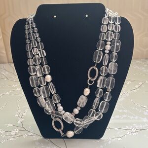 Silpada 3 strand glass, pearl and silver necklace.